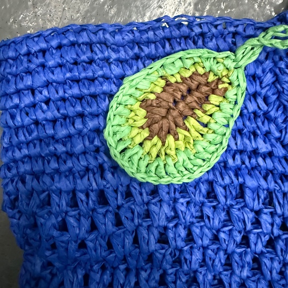 NWT Tabitha Brown for Target Avocado Tassel Woven Straw Tote Bag Blue - Picture 6 of 7